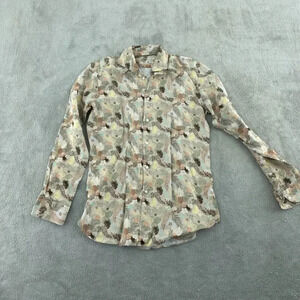 Camicissima Mens Tropical Print Long Sleeve Shirt Size 38 Shaped Fit Linen 2388